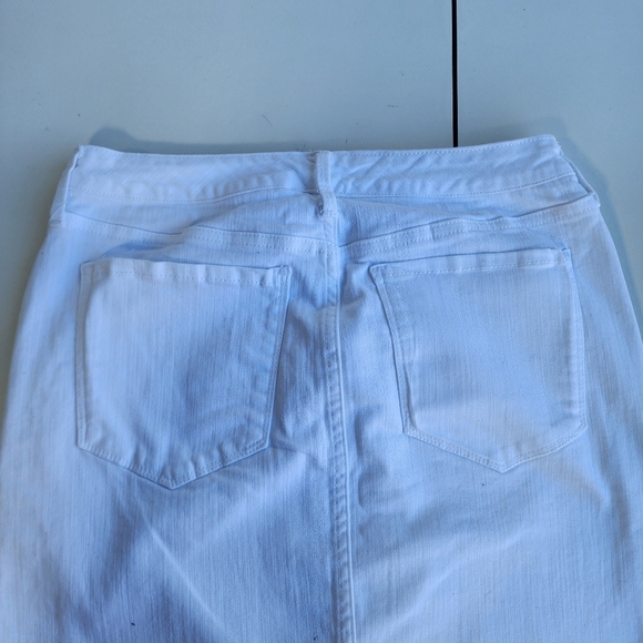 Code Bleu Denim Jean Skirt White Button Fly Pencil Back Kick Split Stretch Raw 6 - Picture 10 of 11